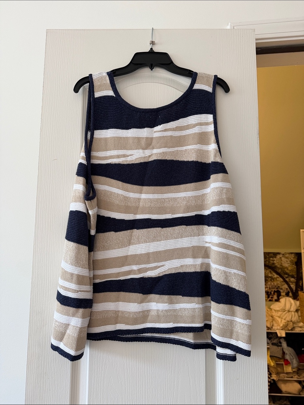 NIC+ZOE Navy, Beige & White Striped Knit Tank - Picture 5 of 6